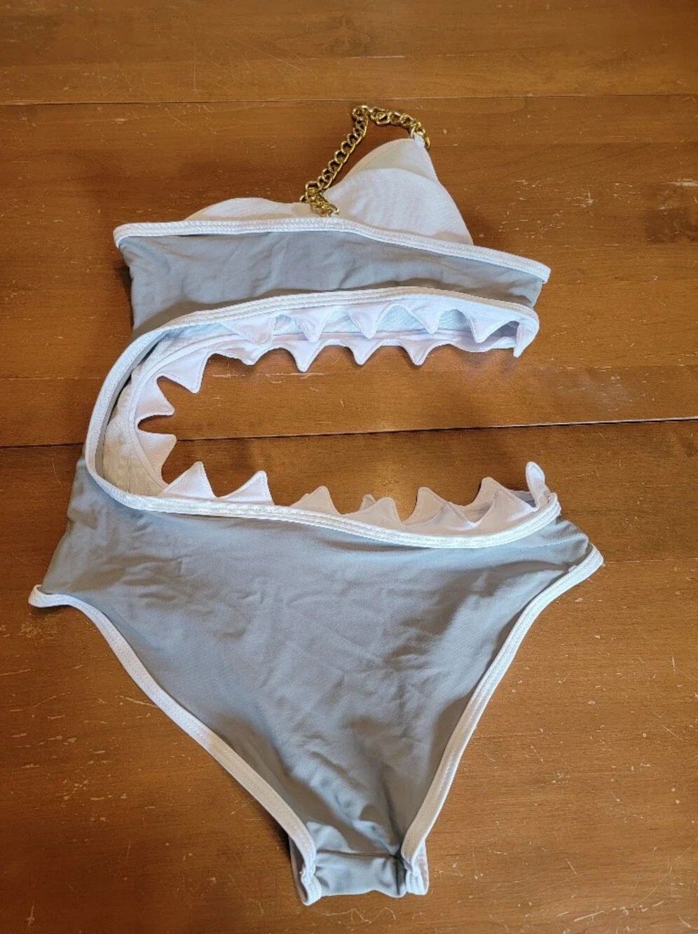 Swim | Shark Bite Gray Oneshoulder Cutout Onepiece Swimsuit With White ...